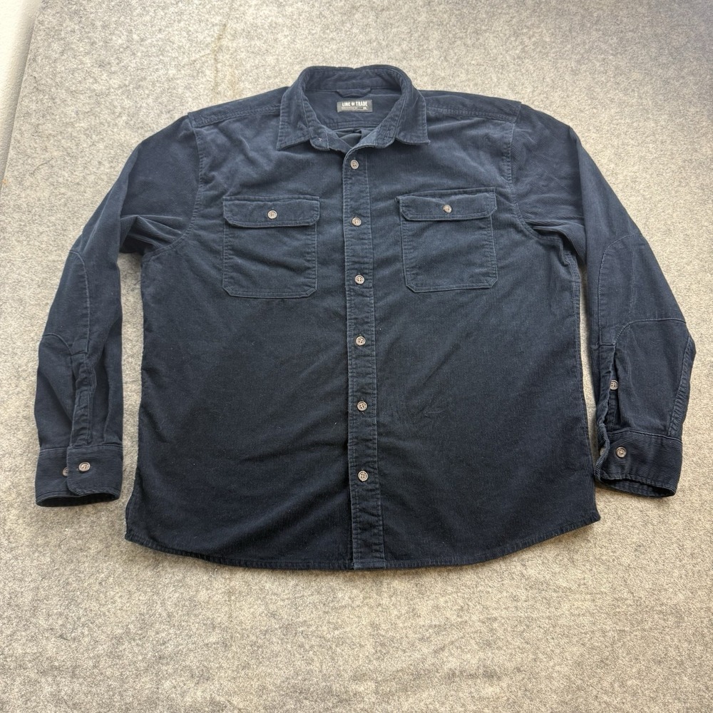 Line of Trade Shirt Mens XXL Navy Corduroy Button Up Workwear Heavy Duty